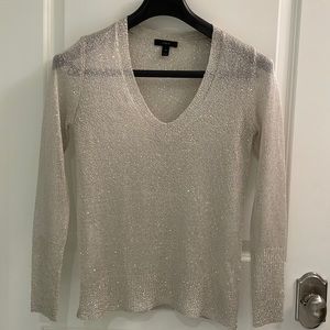 J Crew sparkly V-neck sheer knit sweater XS